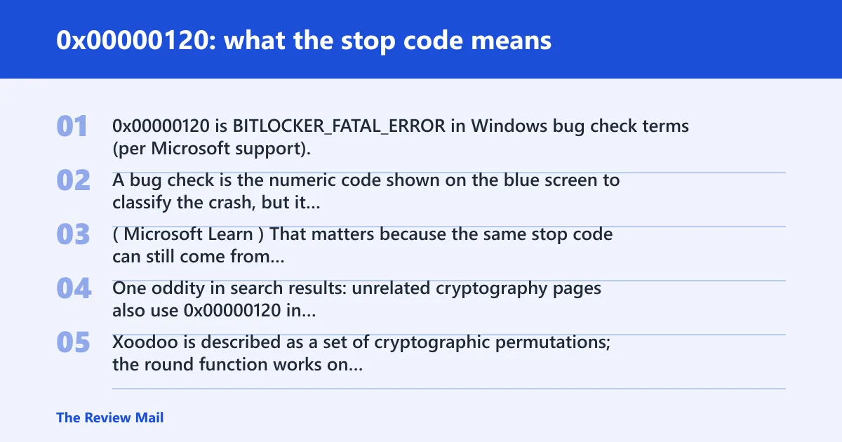 Steps: 0x00000120: what the stop code means
