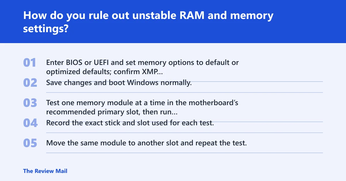 Steps: How do you rule out unstable RAM and memory settings?
