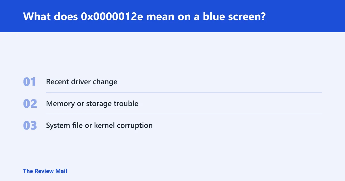 Steps: What does 0x0000012e mean on a blue screen?