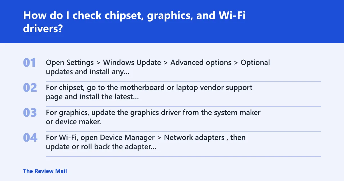 Steps: How do I check chipset, graphics, and Wi-Fi drivers?