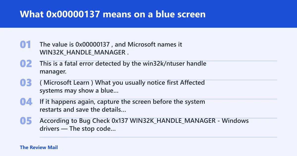 Steps: What 0x00000137 means on a blue screen