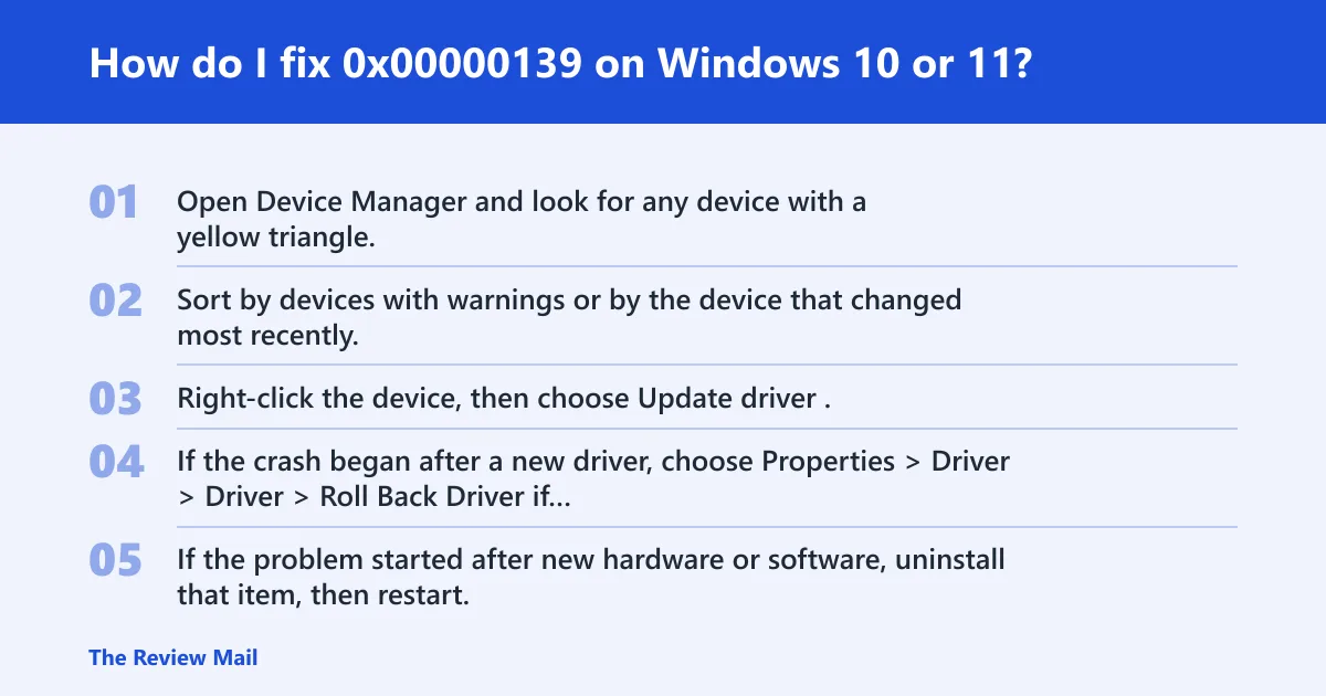 Steps: How do I fix 0x00000139 on Windows 10 or 11?