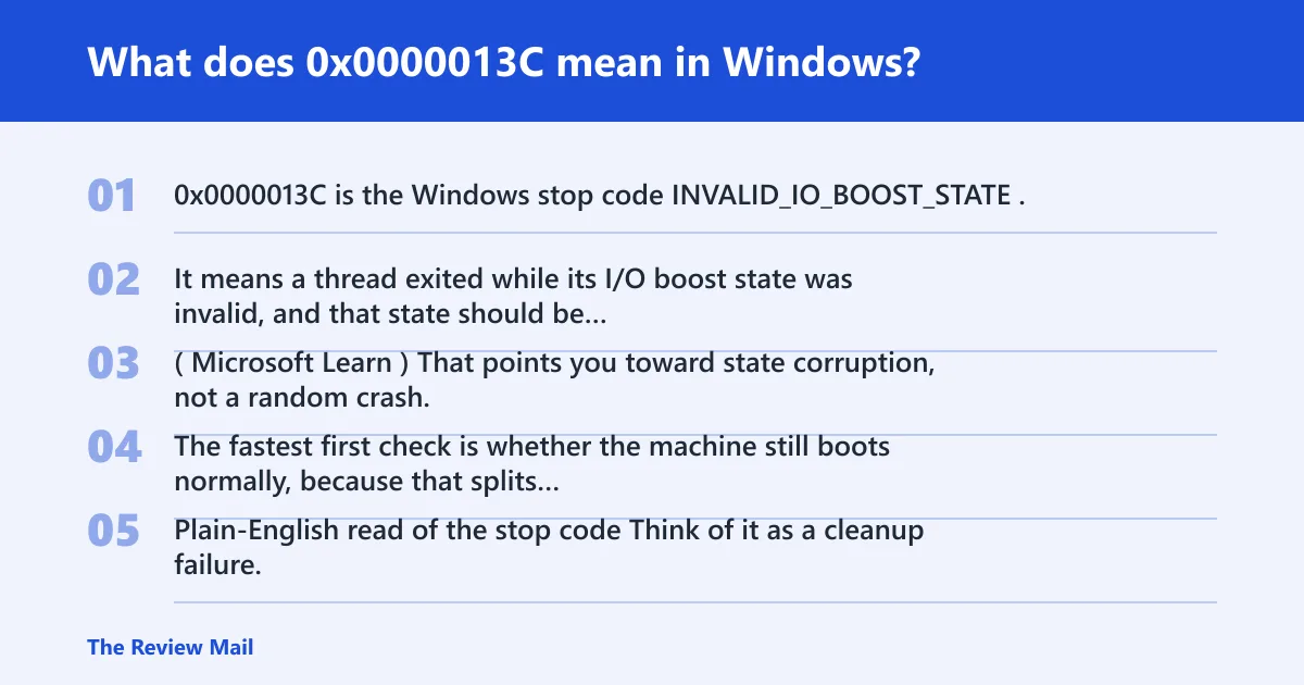 Steps: What does 0x0000013C mean in Windows?
