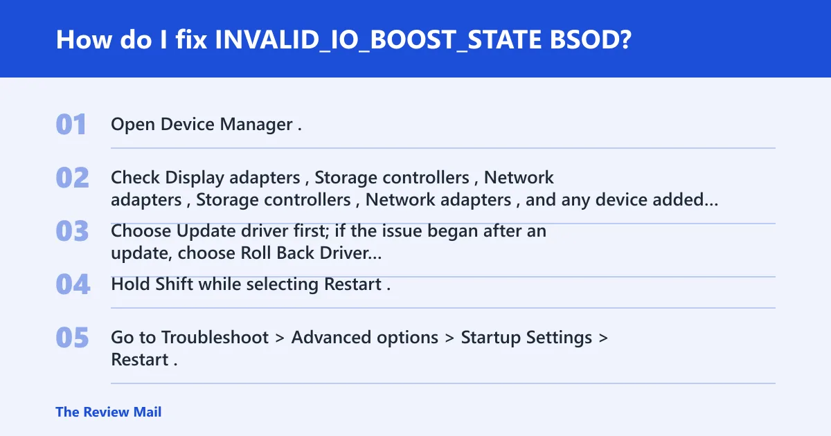 Steps: How do I fix INVALID_IO_BOOST_STATE BSOD?