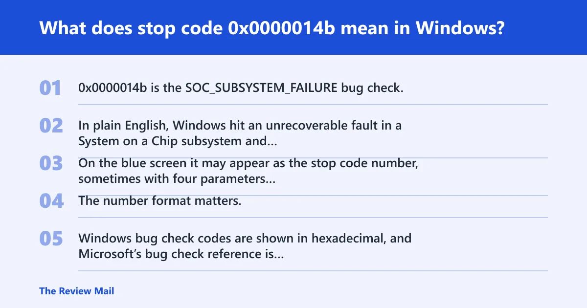 Steps: What does stop code 0x0000014b mean in Windows?