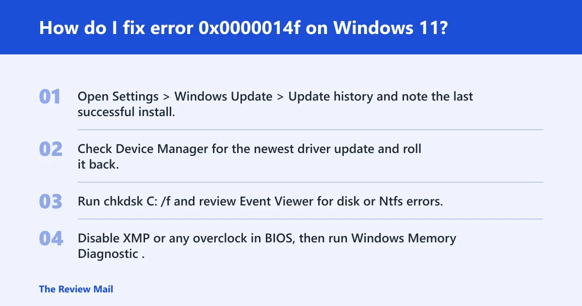 Steps: How do I fix error 0x0000014f on Windows 11?