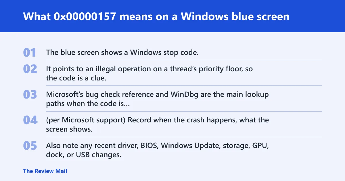 Steps: What 0x00000157 means on a Windows blue screen