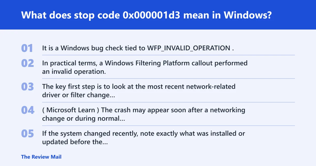 Steps: What does stop code 0x000001d3 mean in Windows?