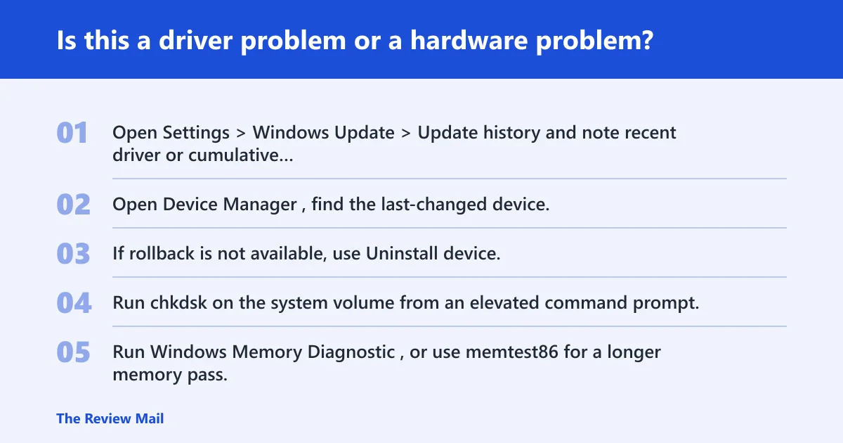 Steps: Is this a driver problem or a hardware problem?