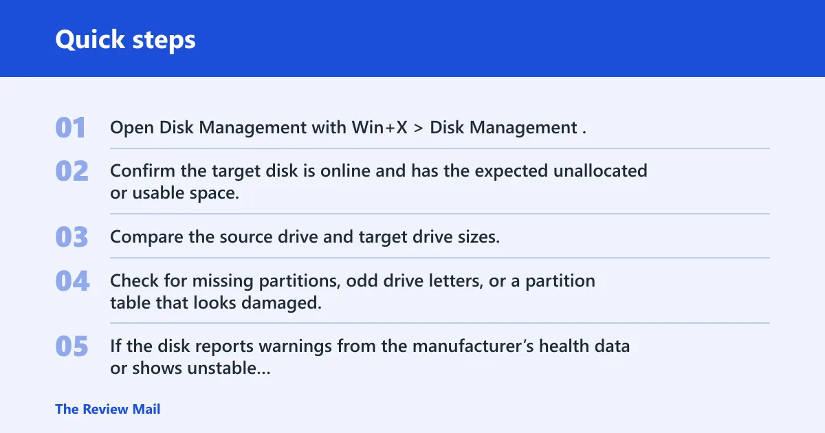 Quick steps: Check the destination disk