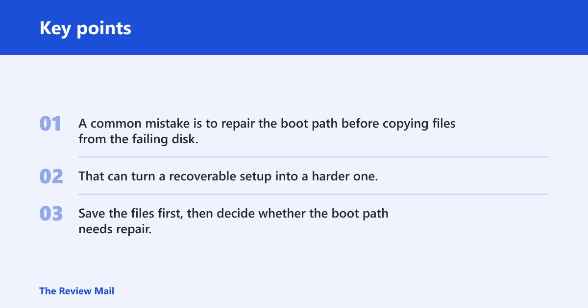Key points: Back up before partition or boot repair