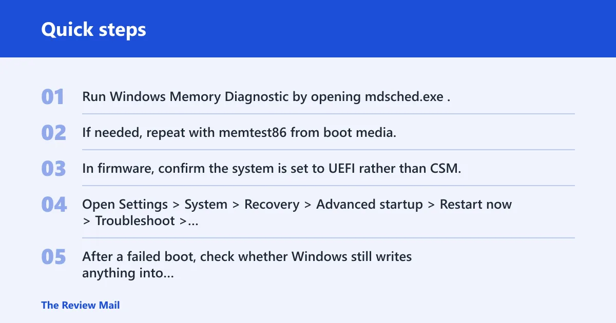 Quick steps: Check memory and crash settings
