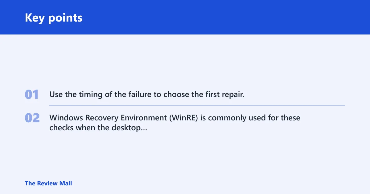 Key points: Boot error triage matrix