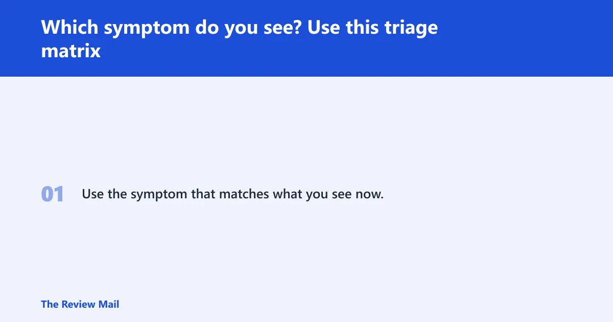 Steps: Which symptom do you see? Use this triage matrix