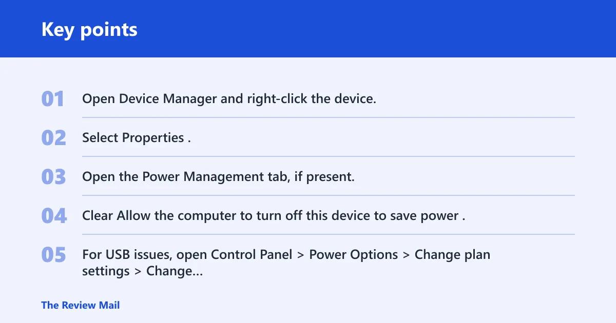 Key points: Could a Windows service or power setting be blocking it?
