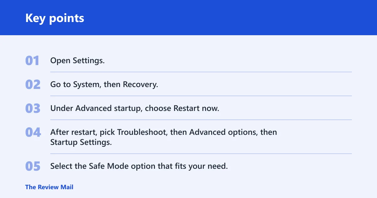 Key points: How do you get into Safe Mode after an attempted switch from DPC BSOD?