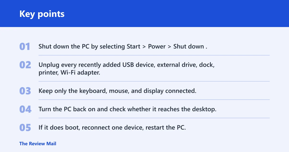 Key points: Disconnect new devices first