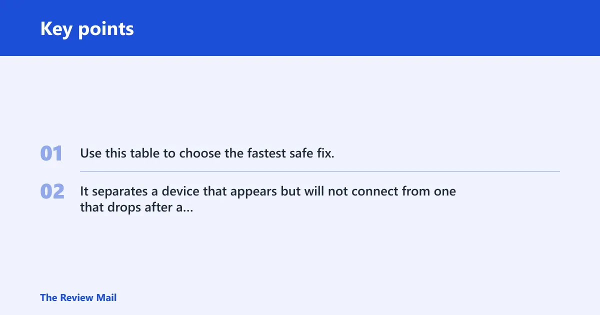 Key points: Bluetooth connection decision table
