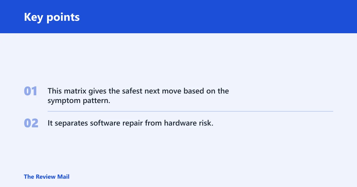 Key points: Boot volume recovery matrix