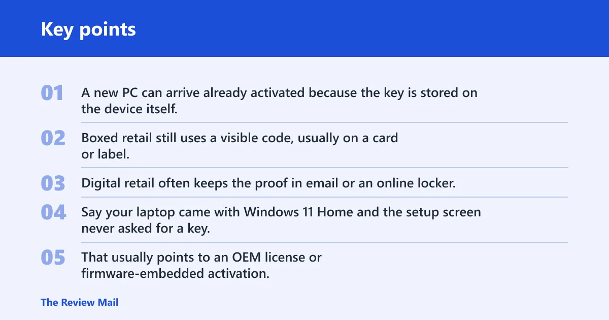 Key points: Windows code matrix