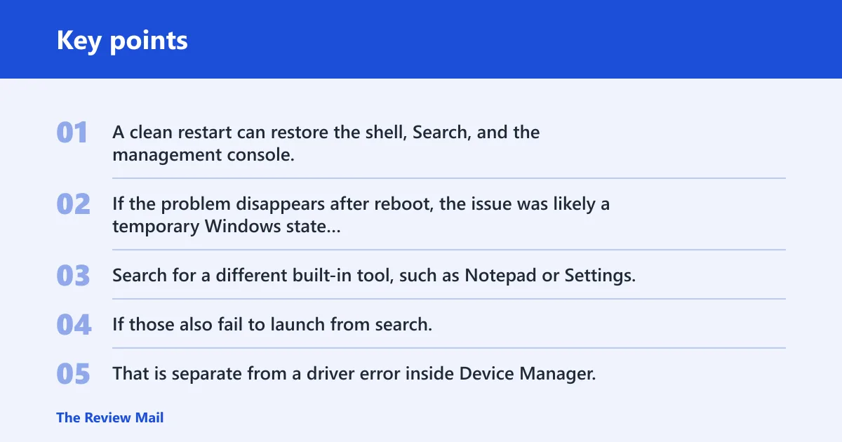 Key points: Why won’t Device Manager open from search in Windows 11?