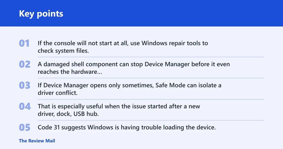 Key points: What do I do if Device Manager is not working in Windows 11?