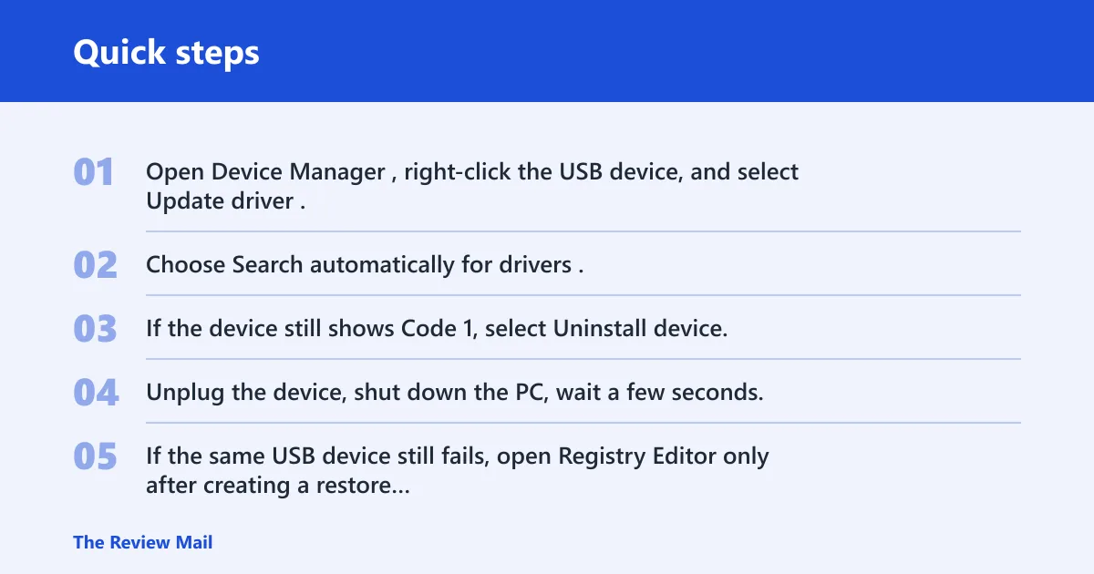 Quick steps: How do you fix a USB Code 1 error?