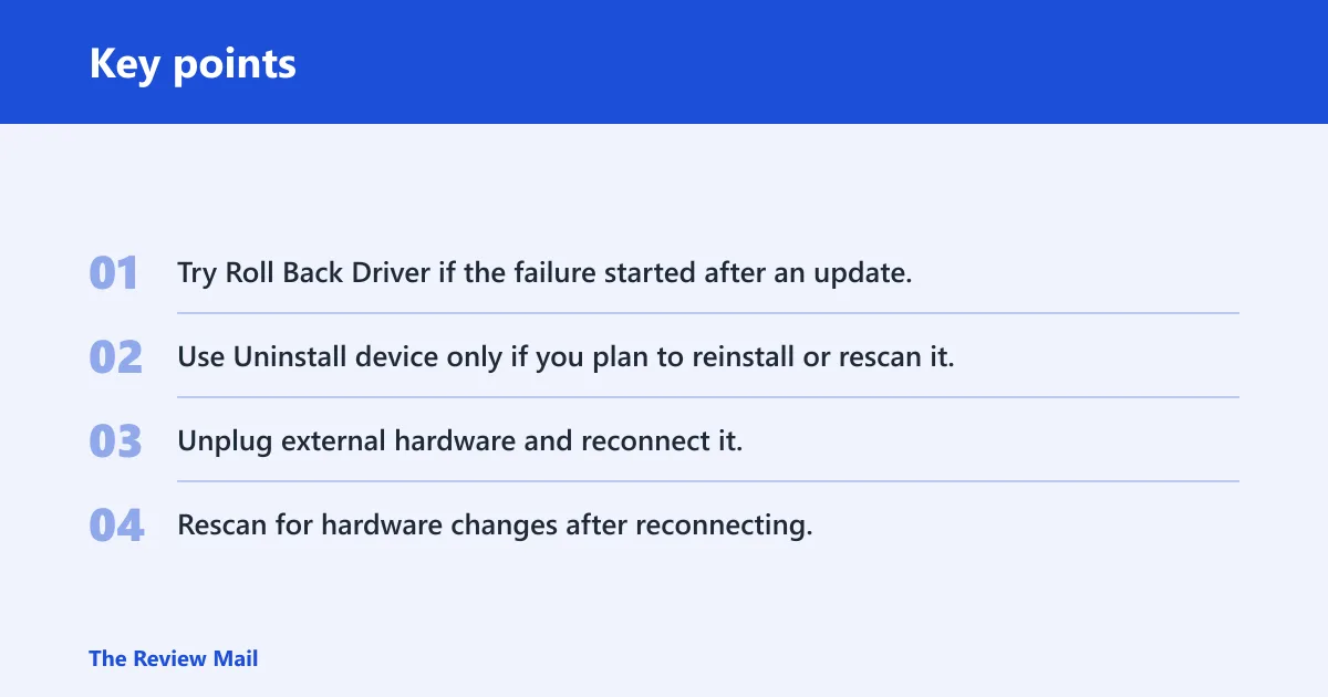 Key points: What to do if Enable device does not work