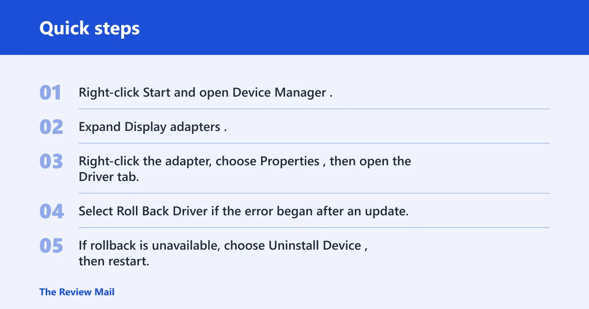 Quick steps: Graphics driver fixes