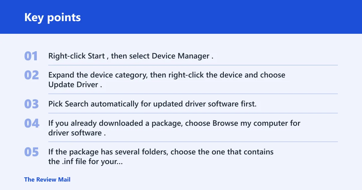 Key points: Use Device Manager
