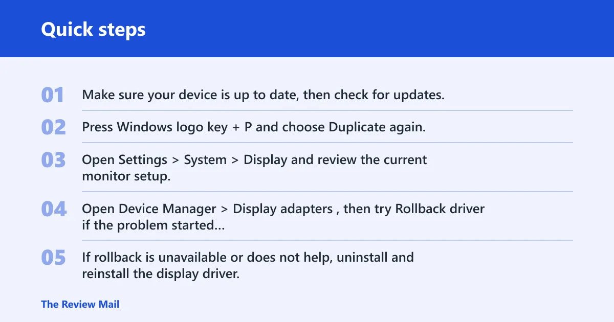 Quick steps: How do I fix duplicate screen not working on Windows 10?
