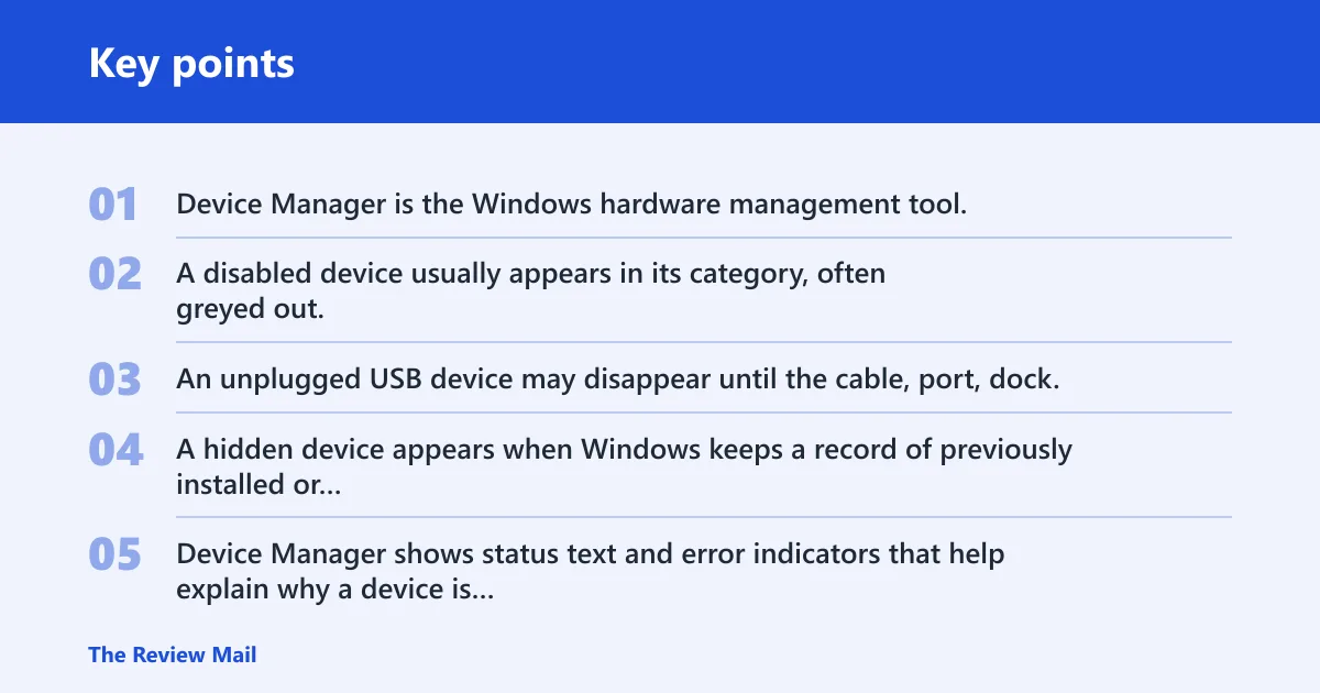 Key points: What a disabled device means in Windows 10