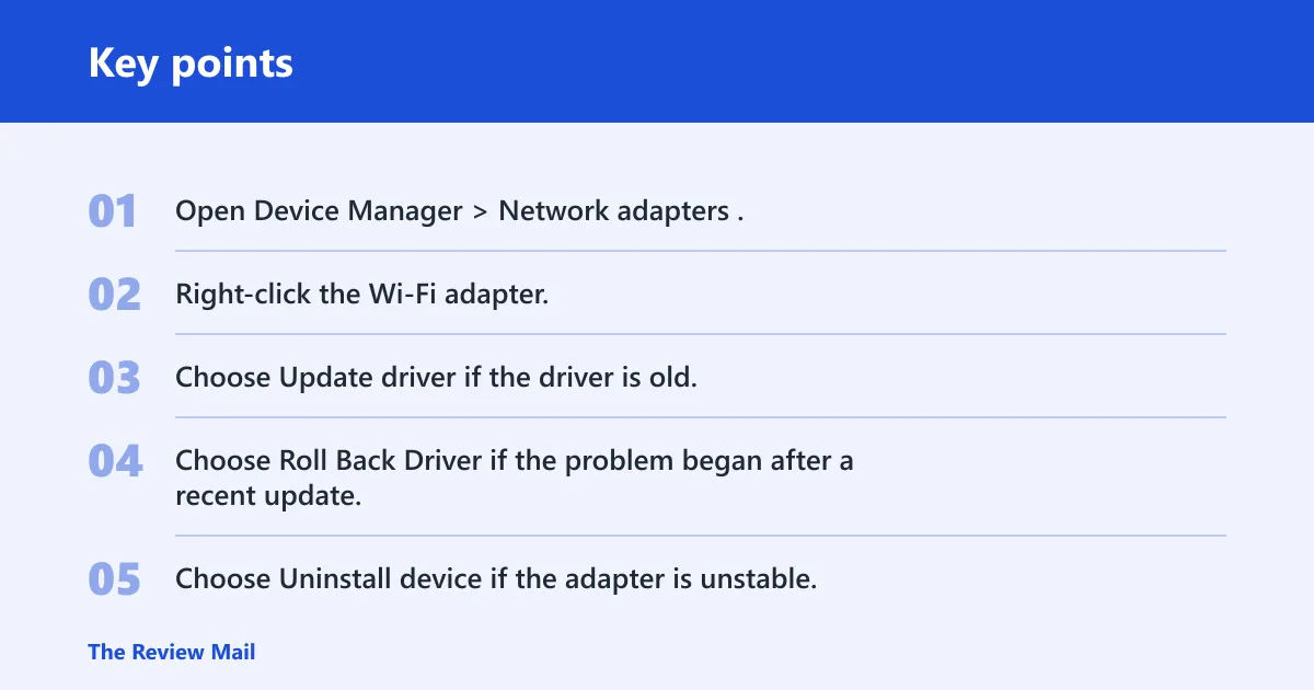 Key points: Driver and power settings