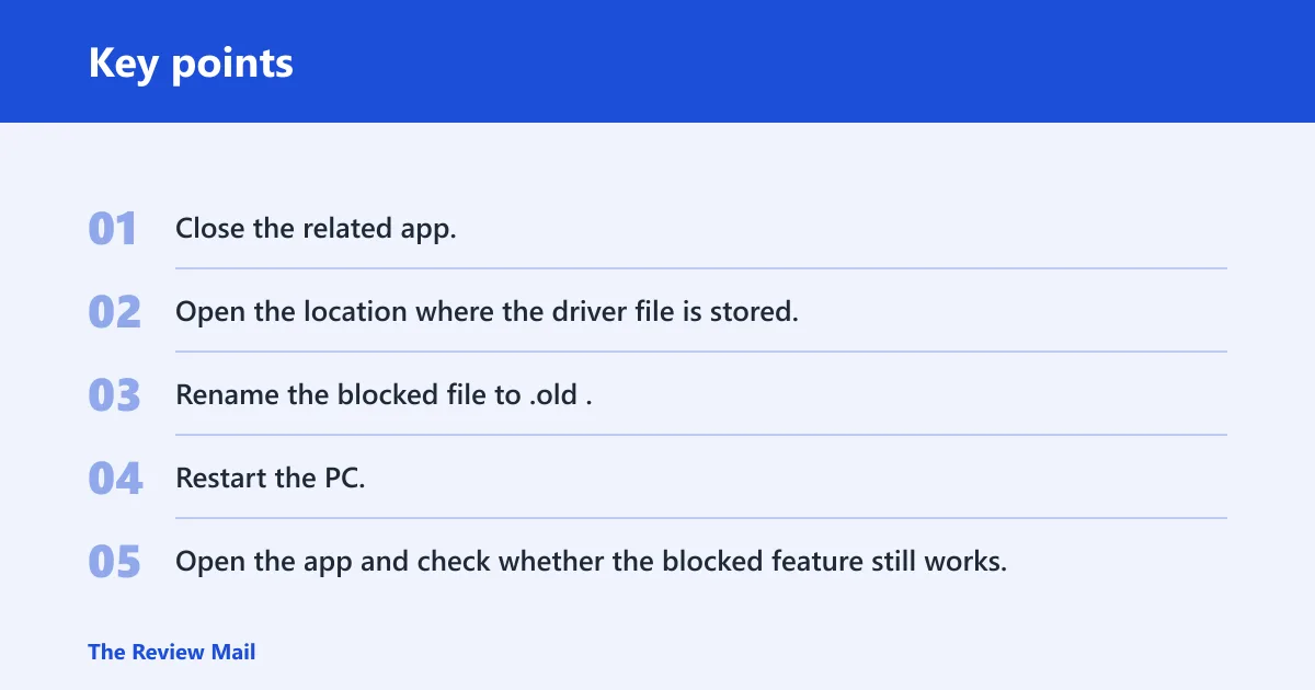 Key points: When should you rename the driver file?