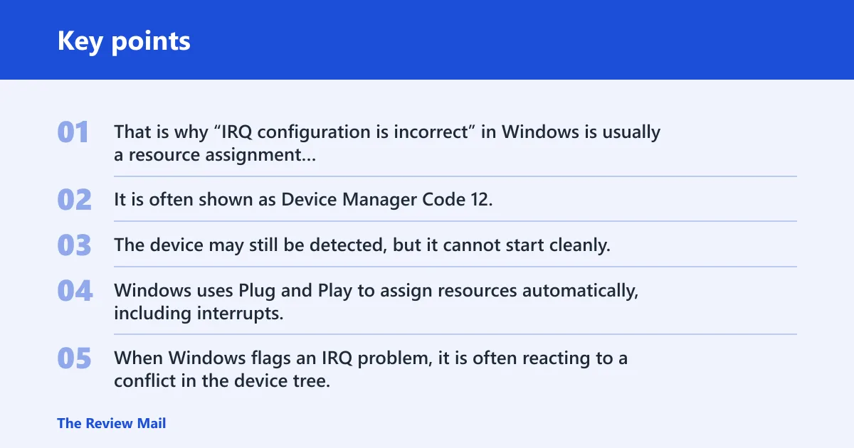 Key points: What the IRQ error means