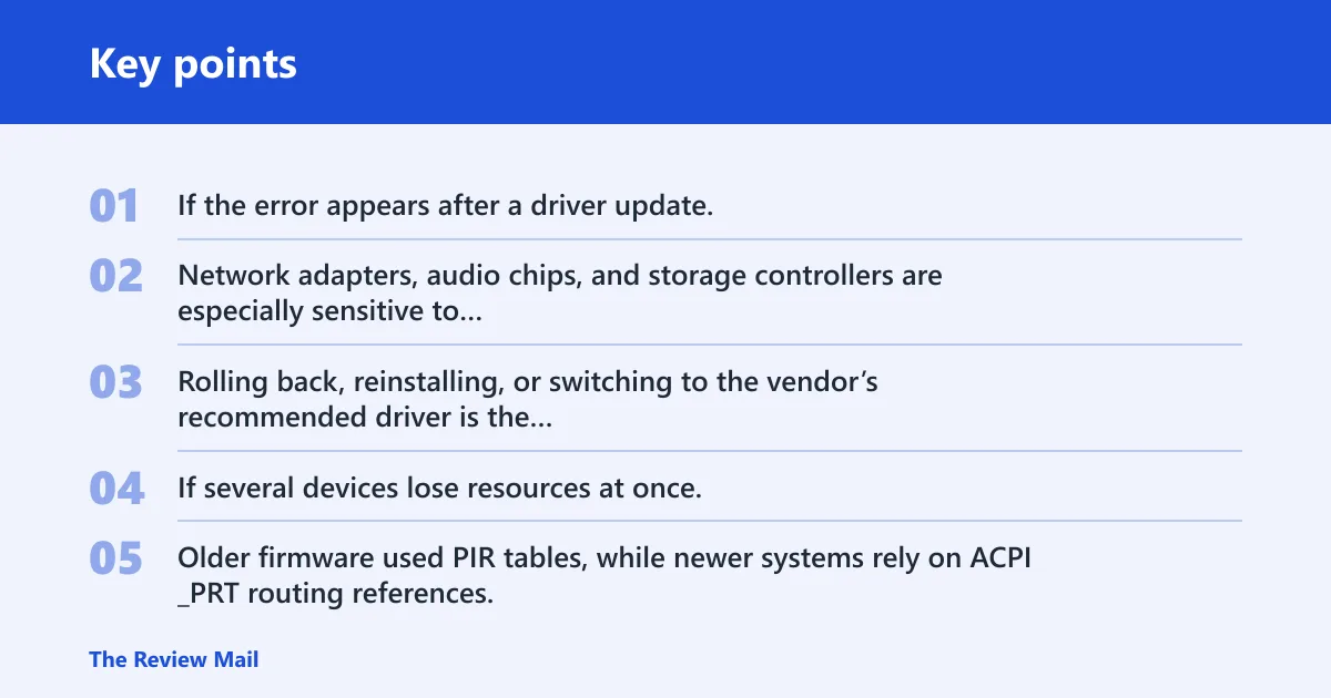 Key points: Is it a driver or hardware conflict?