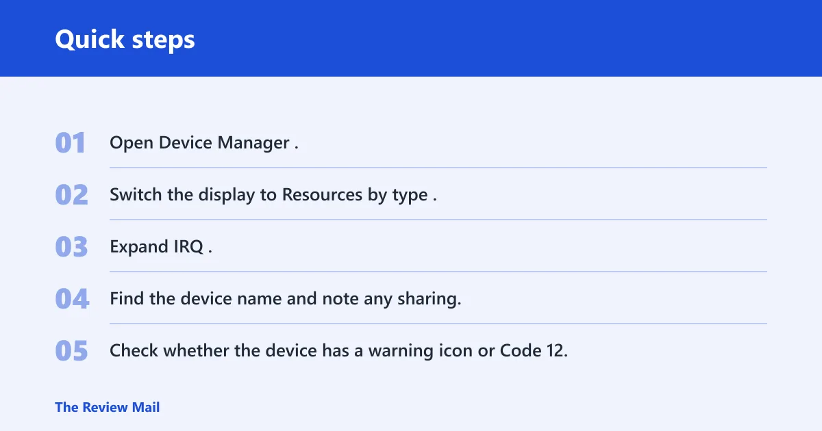 Quick steps: Check the IRQ in Windows