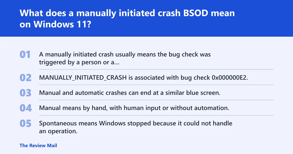 Steps: What does a manually initiated crash BSOD mean on Windows 11?