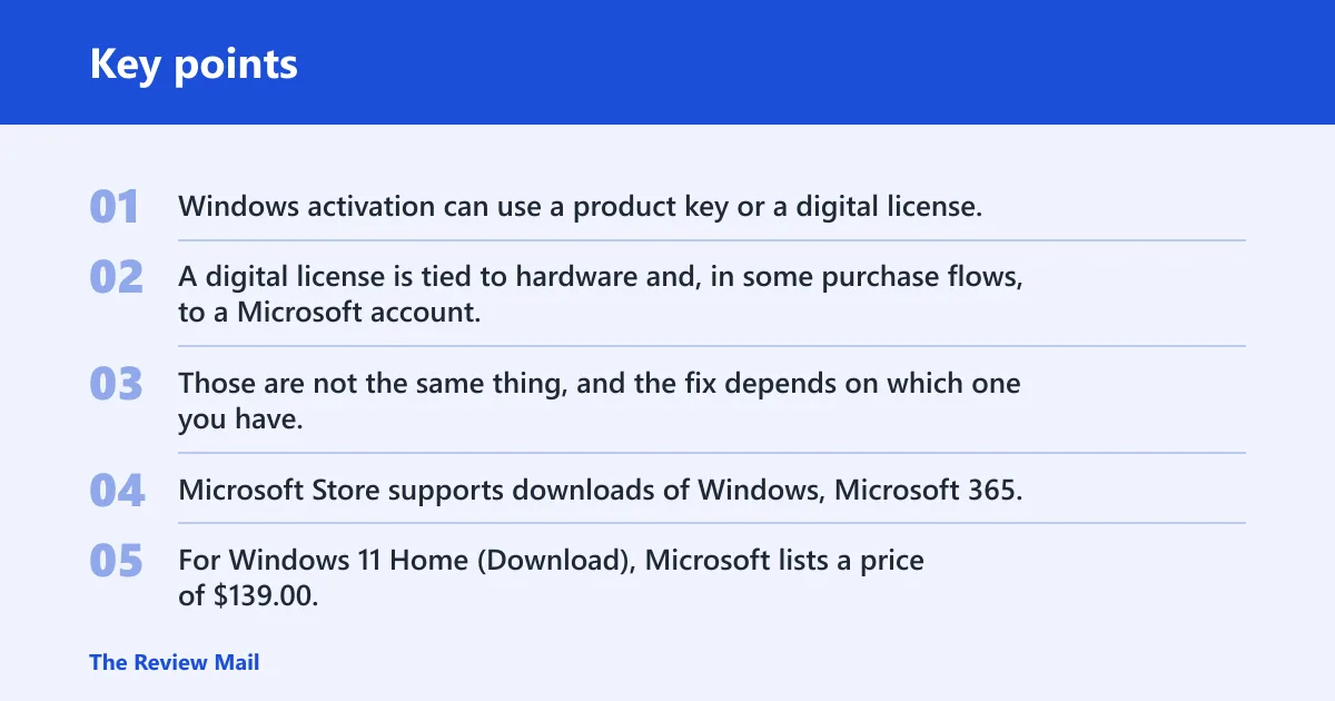Key points: What a Microsoft Store Windows license actually is
