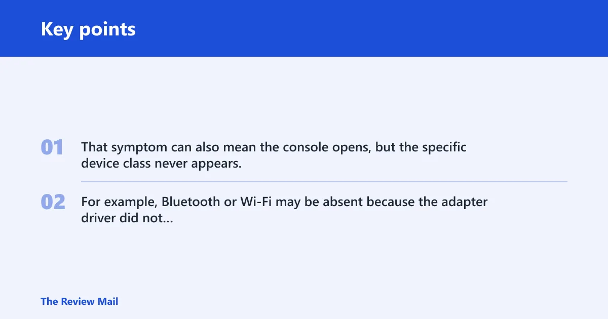 Key points: What “missing Device Manager” usually means