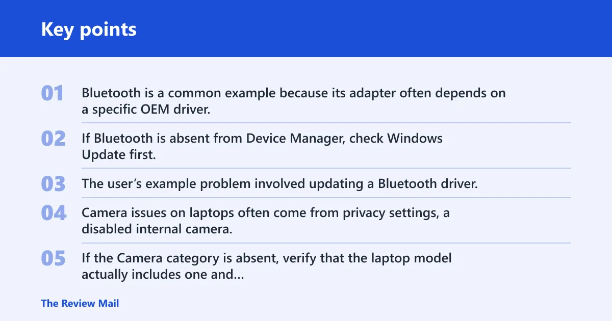 Key points: What to do when a hardware category is missing