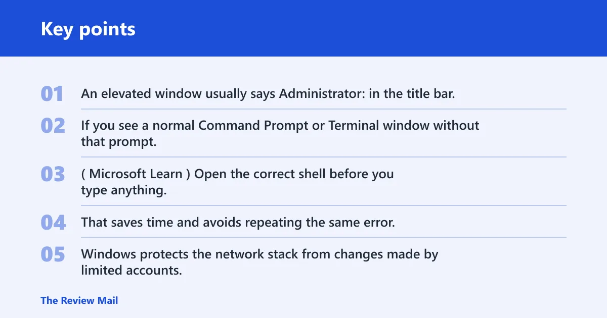 Key points: Why the command needs admin rights