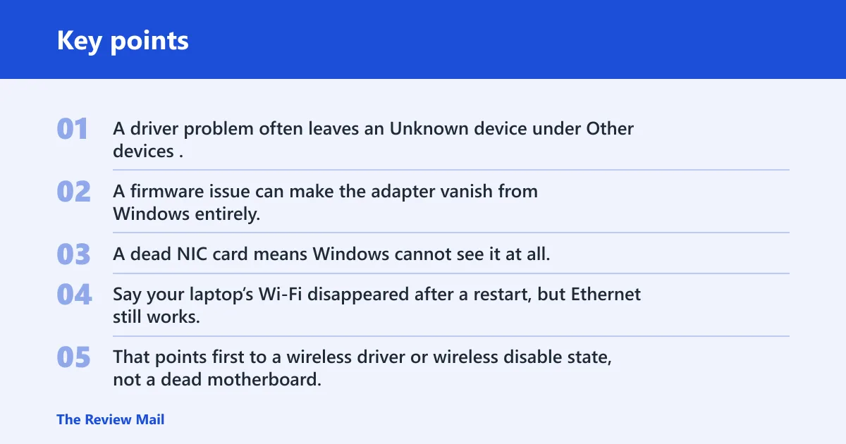 Key points: What the missing adapter usually means