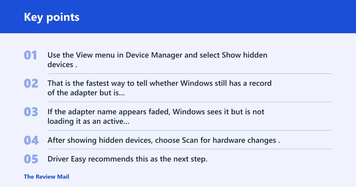 Key points: Device Manager checks that come first