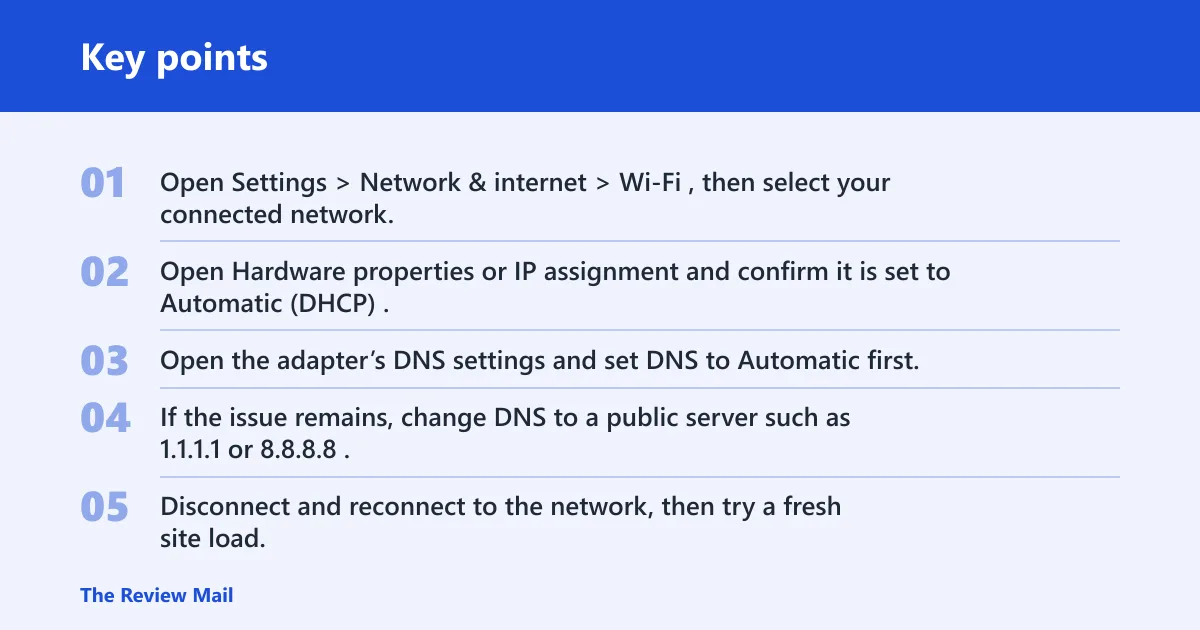 Key points: Are DHCP or DNS settings blocking access?