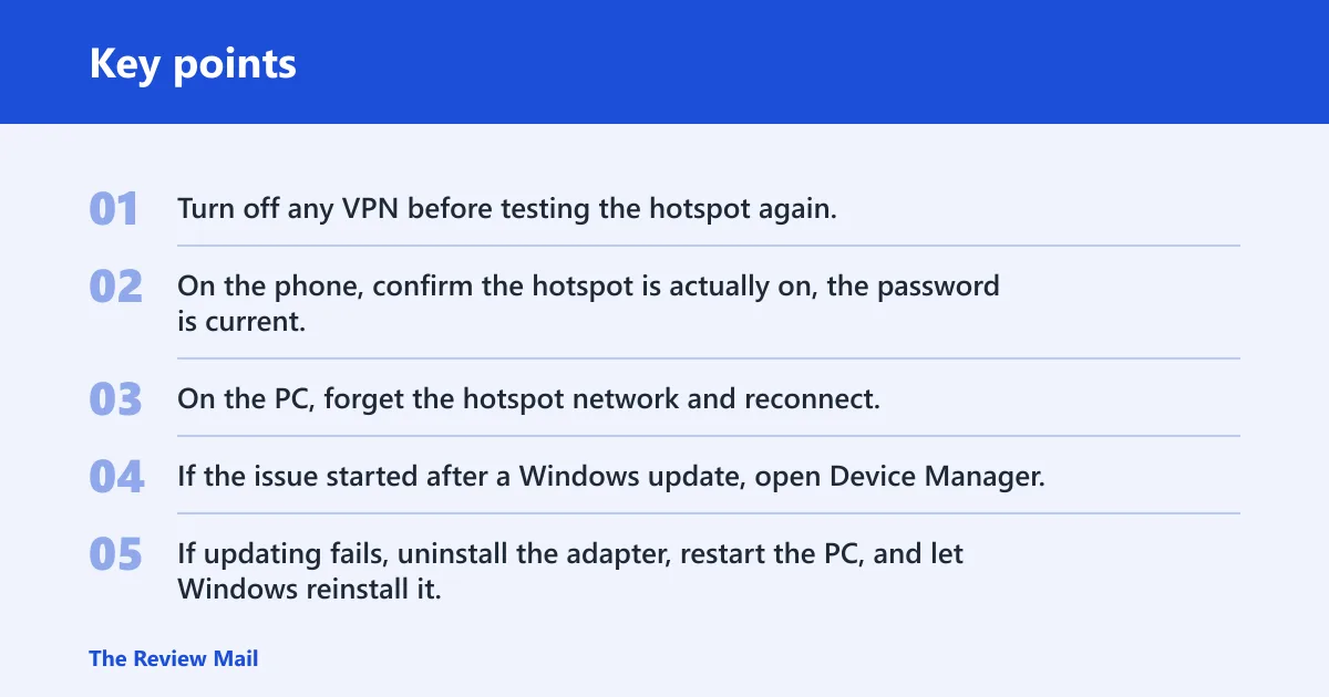 Key points: What if it only fails on hotspot or after an update?