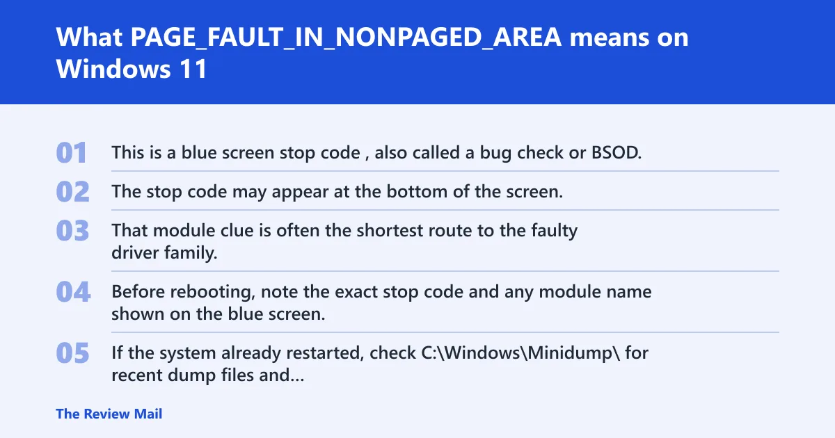 Steps: What PAGE_FAULT_IN_NONPAGED_AREA means on Windows 11