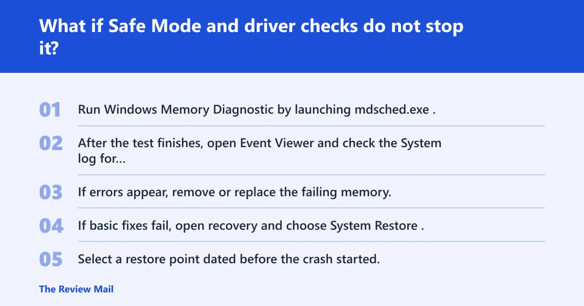 Steps: What if Safe Mode and driver checks do not stop it?