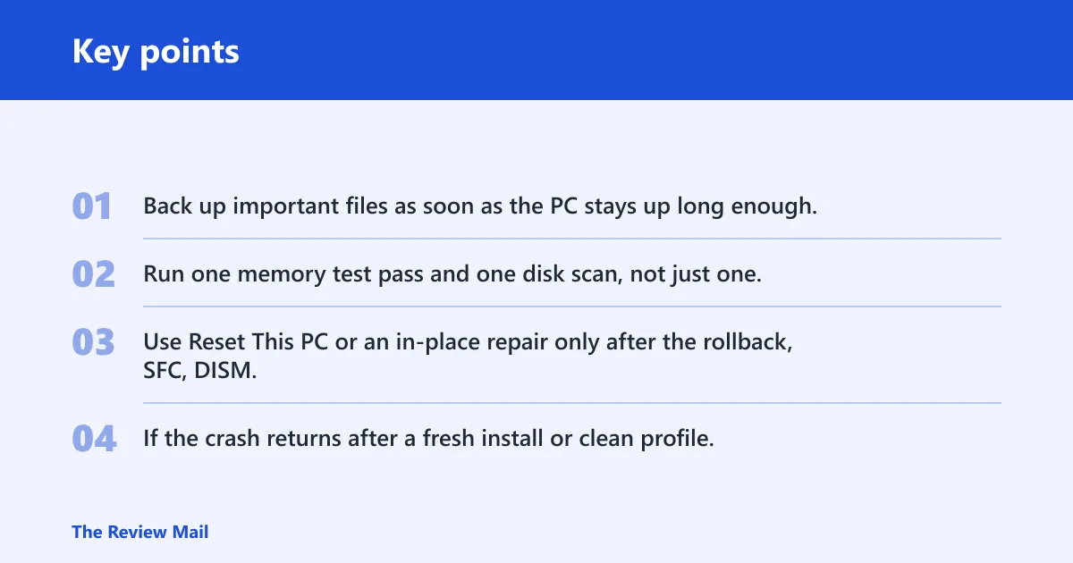 Key points: Still not working?
