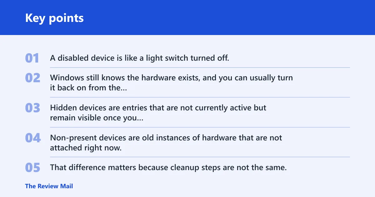 Key points: What "show disabled devices" means in Windows 10